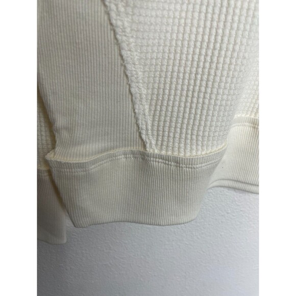 Free People Large Santa Clara Thermal Top Alabaster Ivory Waffle Knit V-Neck NWT - Picture 8 of 16
